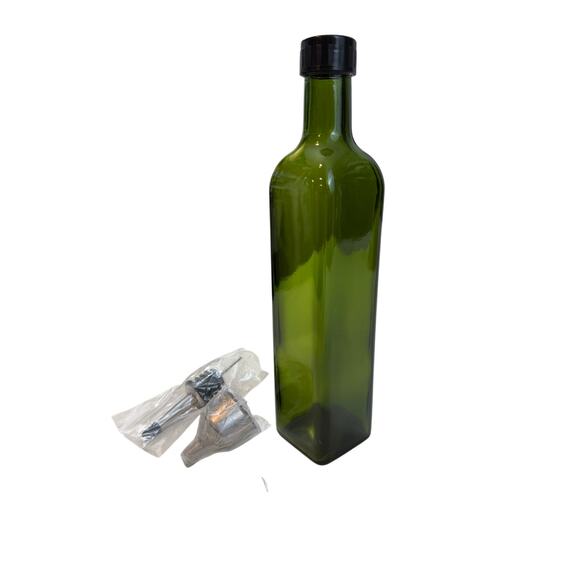 Kitchen Green Glass Cruet Oil or Vinegar Bottle 16 oz - Picture 3 of 16